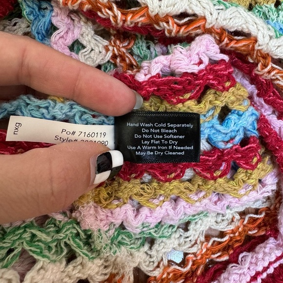 Boston Proper Crochet Sweater Rainbow Stripe Size Medium - Picture 8 of 8